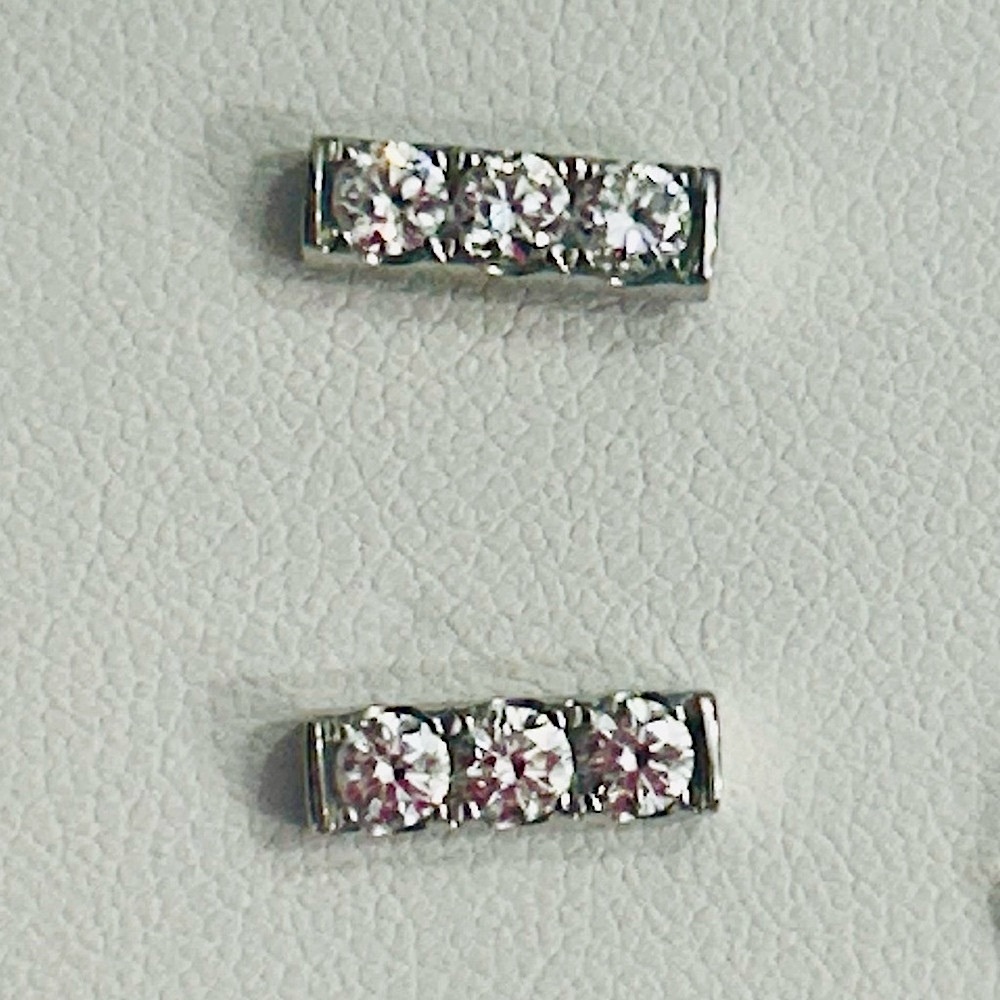 Elegant 14k WG Lab Diamond Bar Earrings
